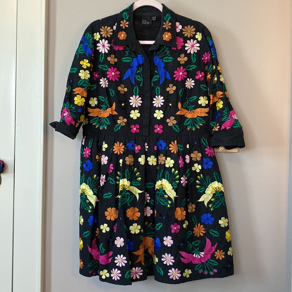 ASOS Curve Embroidered Shirt Dress